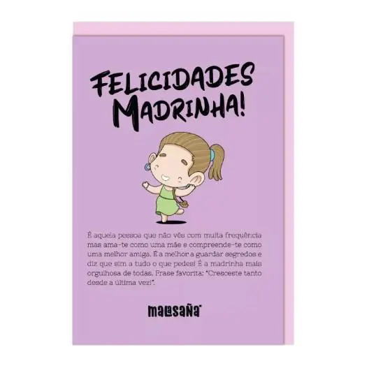 Postal de Felicitações "Felicidades Madrinha!" - Malasaña