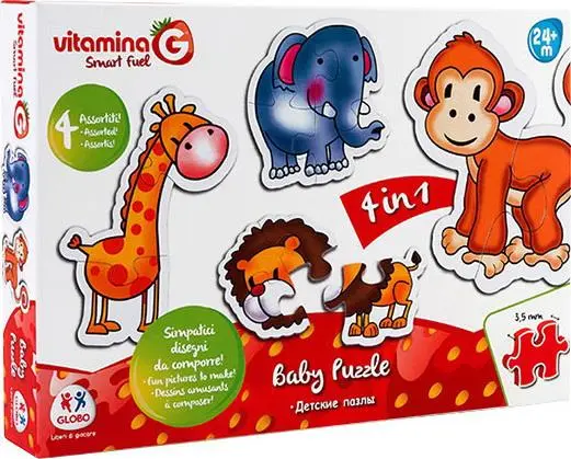 Puzzle de Bebé Animais c/ Leão 4 em 1