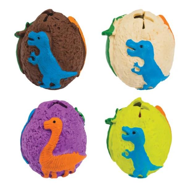 Ovo Squishy Colorido com Mini Dinossauro
