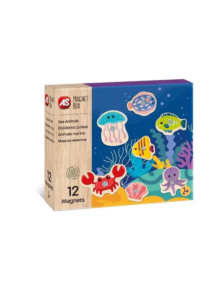 Jogo Magnet Box Madeira Animais Marinhos Íman