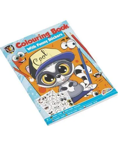 Livro Para Colorir A4 24 Folhas + Stickers Em Azul - Colouring