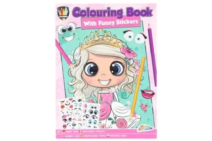 Livro Para Colorir A4 24 Folhas + Stickers Em Rosa - Colouring