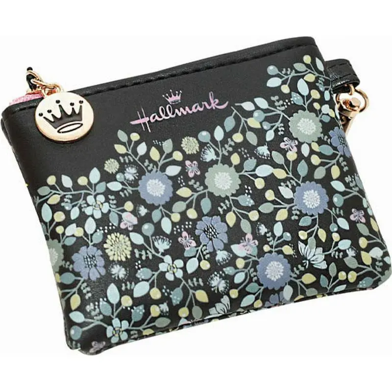 Porta Moedas Preto c/ Flores - Hallmark