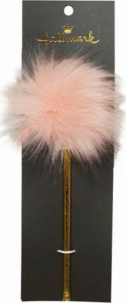 Lápis Dourado com Pompom Rosa - Hallmark