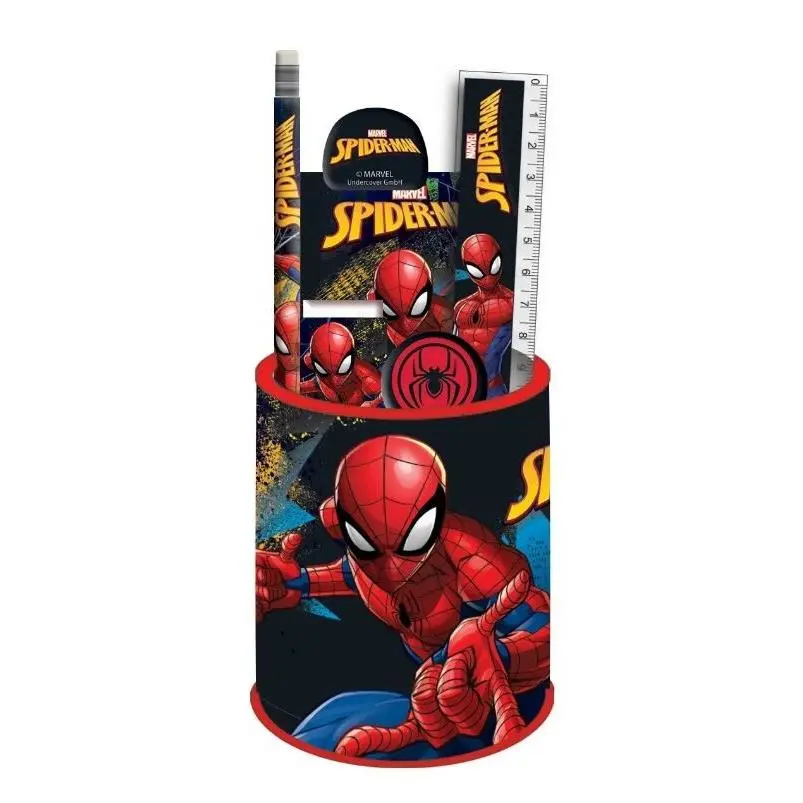 Copo Metálico c/ Conjunto de Escrita "Blue Net" - Spiderman