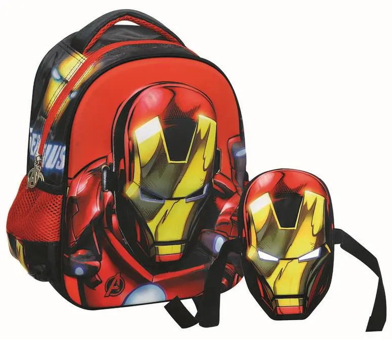 Mochila Infantário Iron Man c/ Máscara