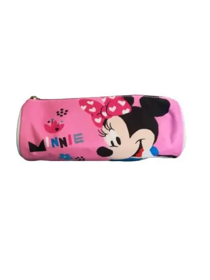 Estojo Redondo Rosa e Cinza - "Hearts" - Minnie