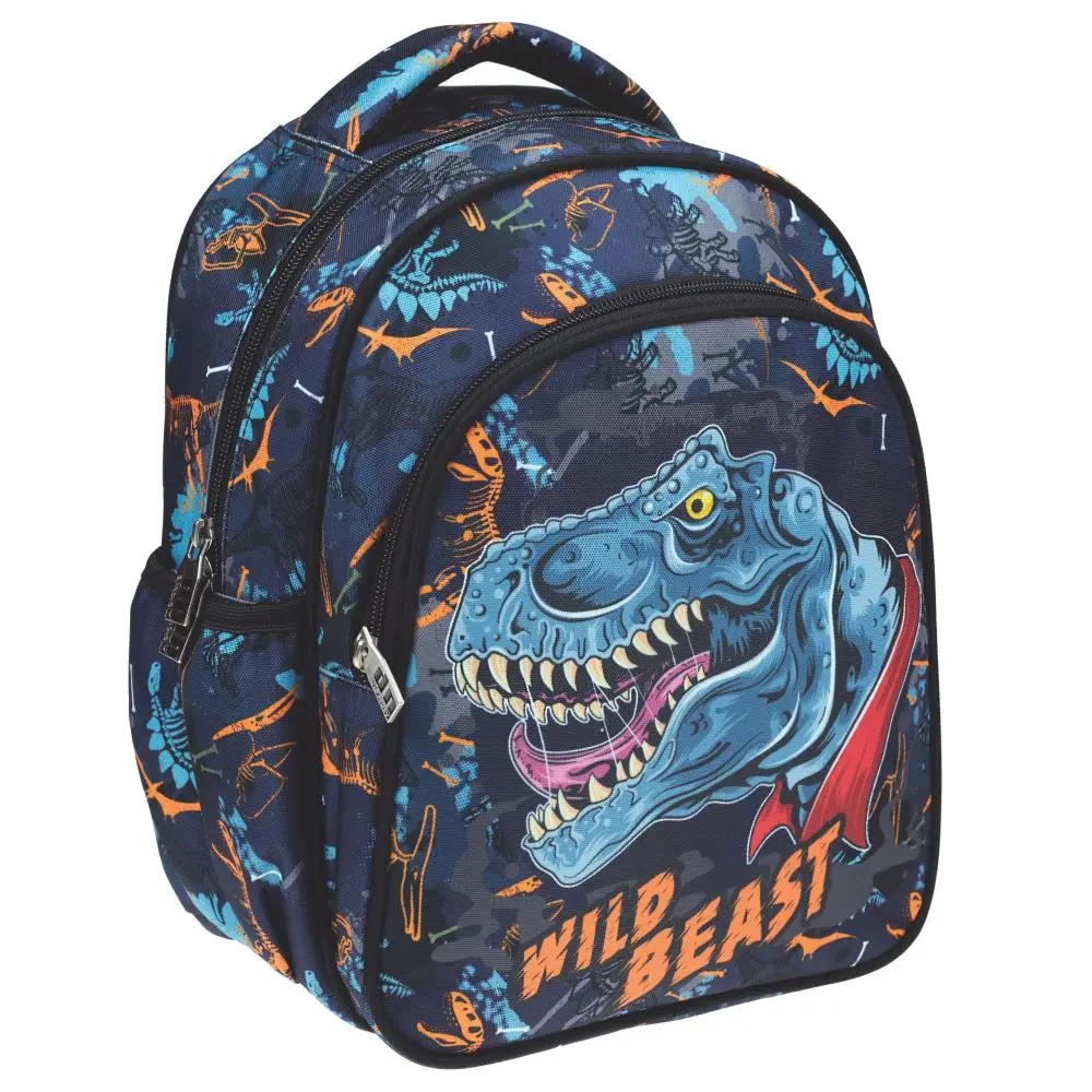 Mochila Infantário Azul e Laranja "Wild Beast" - Dinossauro