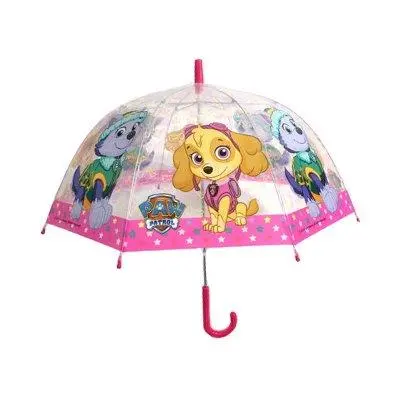 Guarda Chuva Transparente Manual 48cm c/ Ossos Amarelos - Girl - Patrulha Pata
