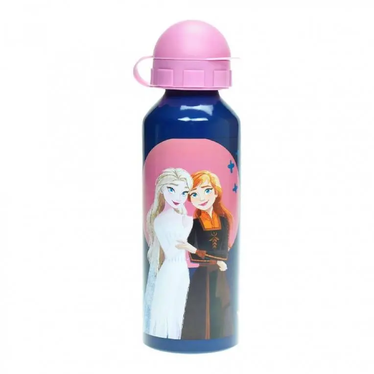 Cantil de Alumínio Azul C/ Tampa Rosa 520ml Ana e Elsa - Frozen