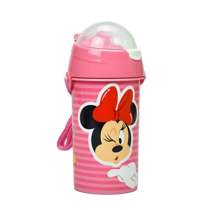 Cantil 500ml Rosa C/ Fio e Tampa Transparente - Minnie Mouse