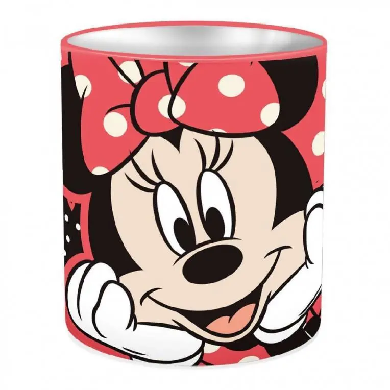 Copo Metálico Porta-Canetas Rosa com Bolinhas e Corações - Minnie