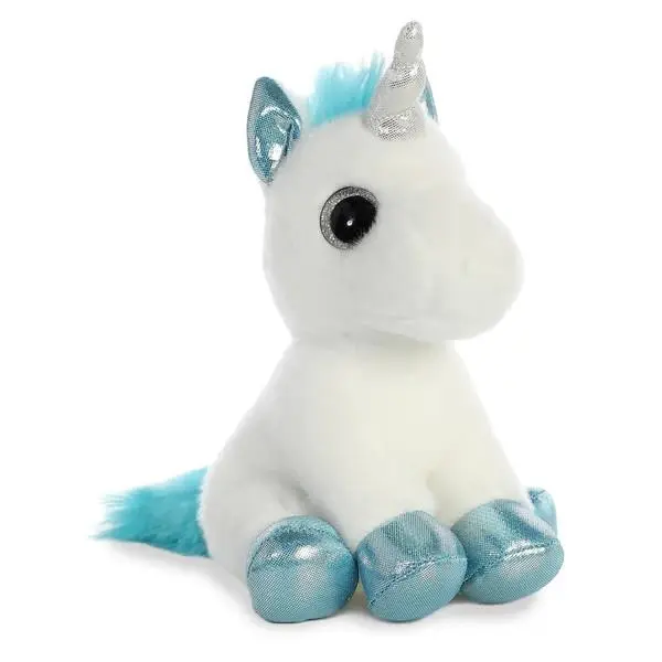 Peluche Unicórnio Snowbelle Branco e Azul 18cm - Sparkle Tales - Aurora