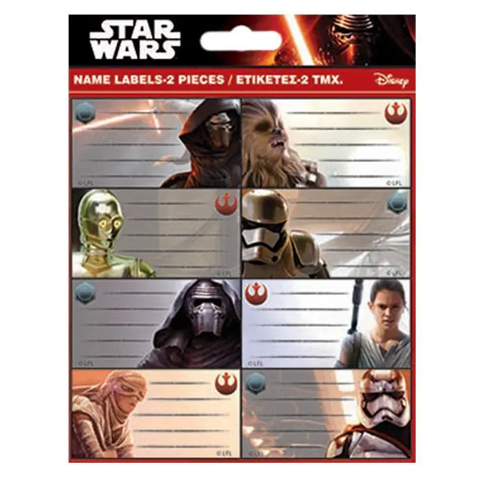 Sticker etiqueta identificativa, 2 folhas - Star Wars