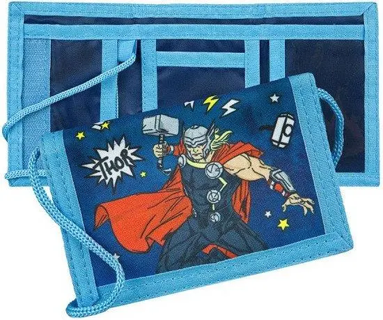 Carteira de Velcro Azul com Homem de Ferro e Thor com Alça - Avengers