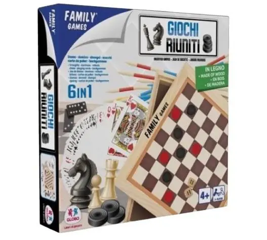 Jogo em Madeira 6 em 1 Jogos Clássicos - Family Games