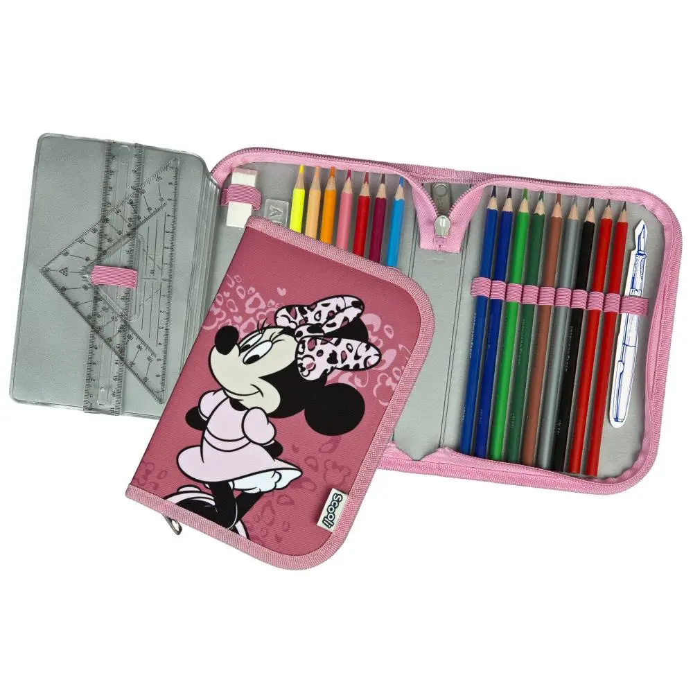Estojo Completo Rosa com Padrão Leopardo - Minnie