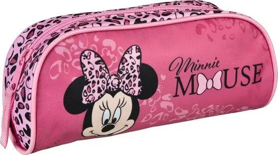 Estojo Oval Rosa com Padrão Leopardo - Minnie