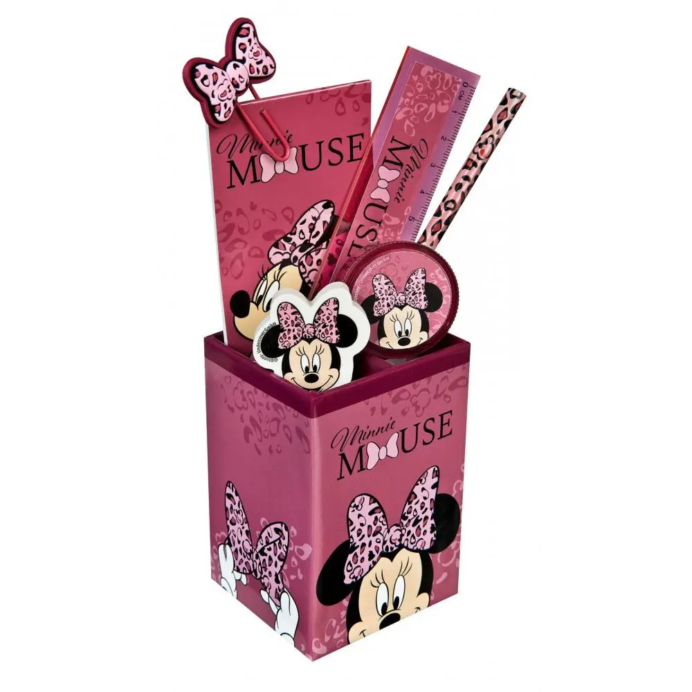 Conjunto de Escrita Minnie c/ Porta Lápis (7 pcs) - Minnie