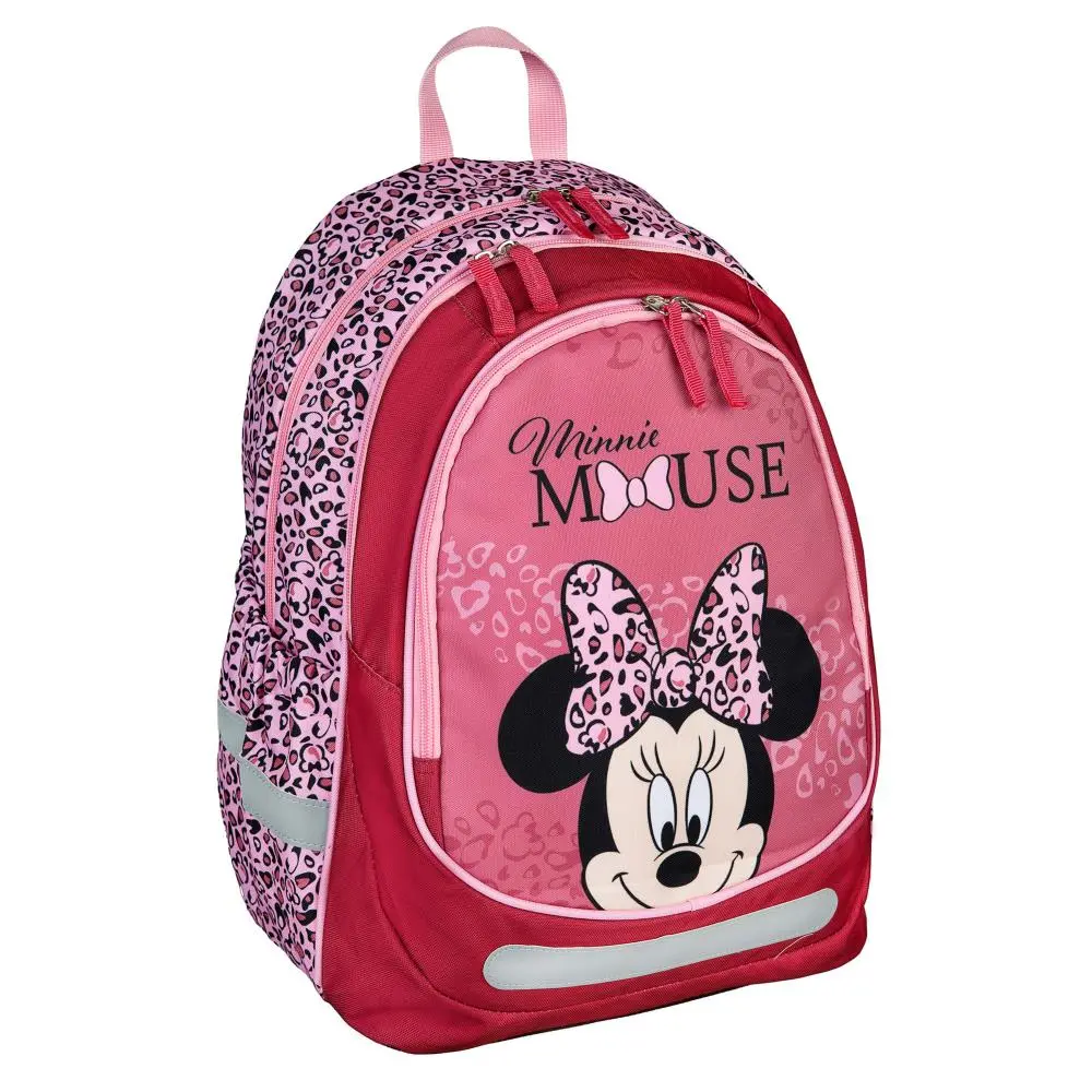 Mochila Escolar Minnie em Rosa c/ Padrão Leopardo - Minnie