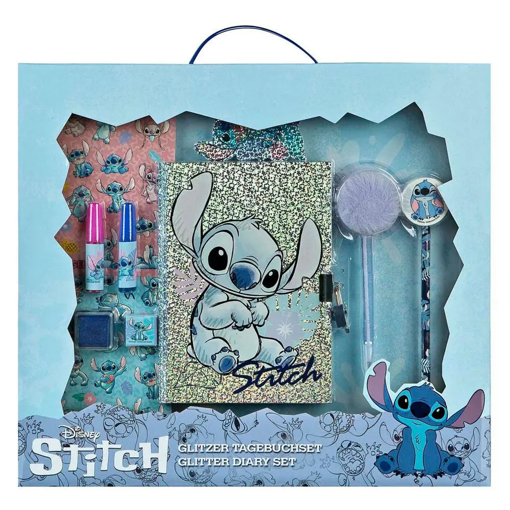 Conjunto de escrita c/ Diário Glitter - Lilo & Stitch
