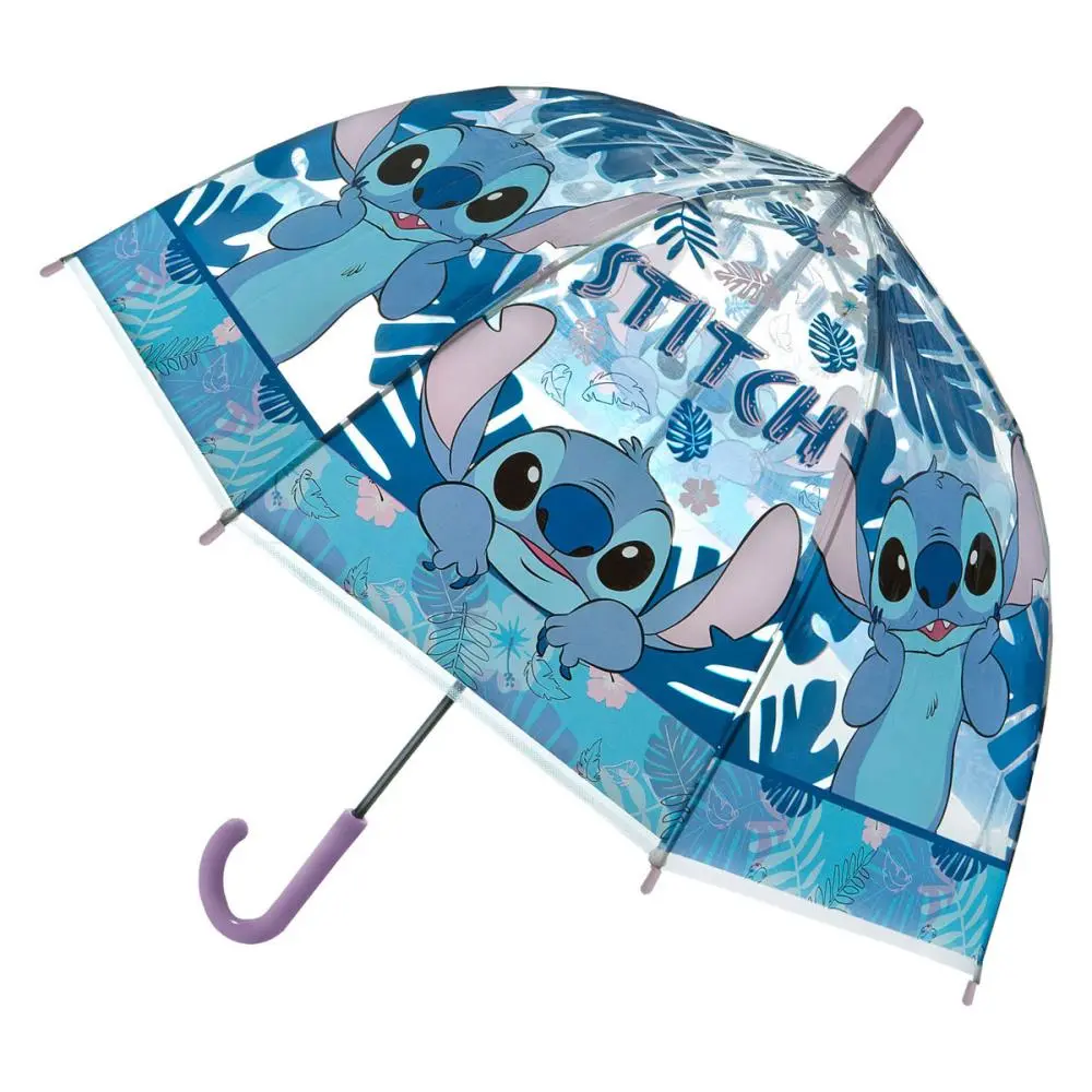 Guarda-Chuva Transparente c/ Stitch e Flores - Lilo & Stitch
