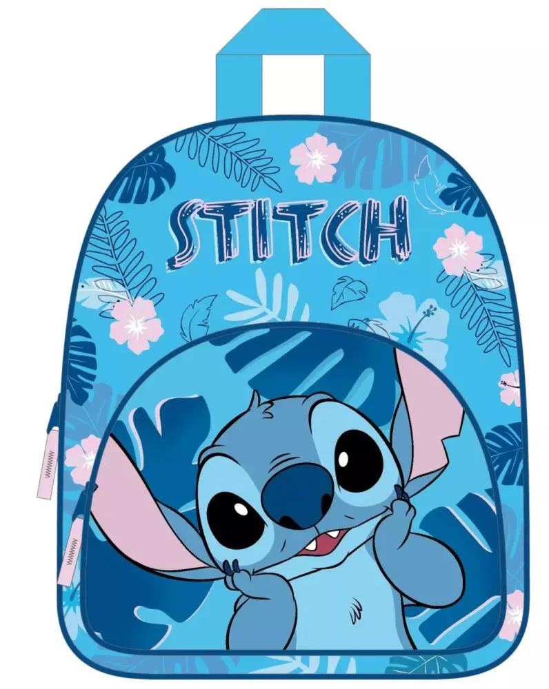 Mochila de Infantário Azul com Folhas e Bolso Frontal - Lilo & Stitch