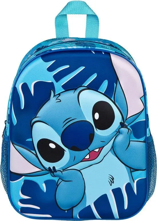 Mochila de Infantário Azul 3D com Folhas - Lilo & Stitch