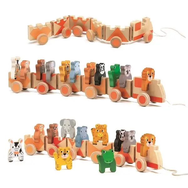Comboio de Empilhar e Puxar C/ Animais - Djeco