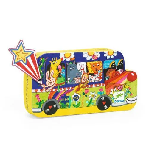 Djeco - Puzzle Silhueta Autocarro Arco-Íris