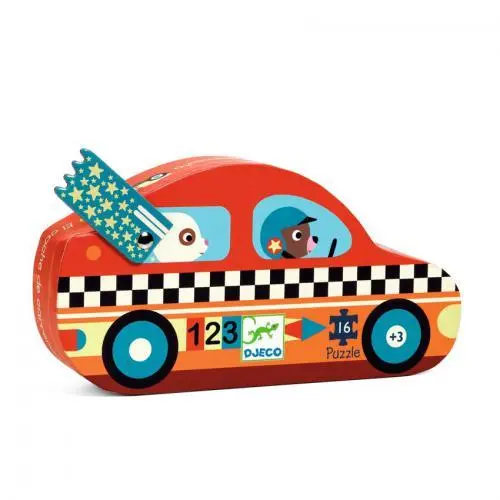 Puzzle Silhueta (16 pcs) - Carro de Corrida - Djeco