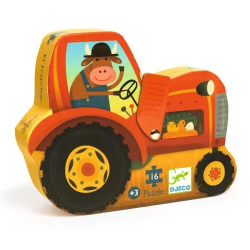 Djeco - Puzzle Silhueta 16 Peças Trator