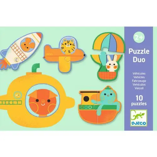Djeco - Puzzle Duo - Veículos