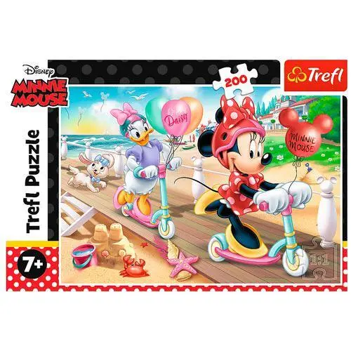Puzzle Minnie e Margarida Trotinete na Praia 200 peças - Minnie