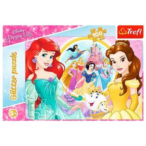 Puzzle 100 Peças Glitter Memorias de Bela e Ariel -  Disney Princess