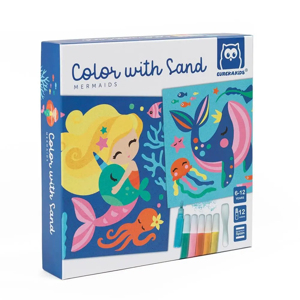 Folhas para Pintar c/ Areia Colorida (Sereias) - EKids