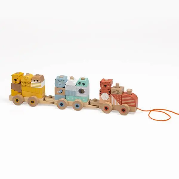 Comboio Wild Animals Em Madeira - EKids