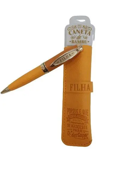 Caneta de Bambú com Bolsa Filha - H&H