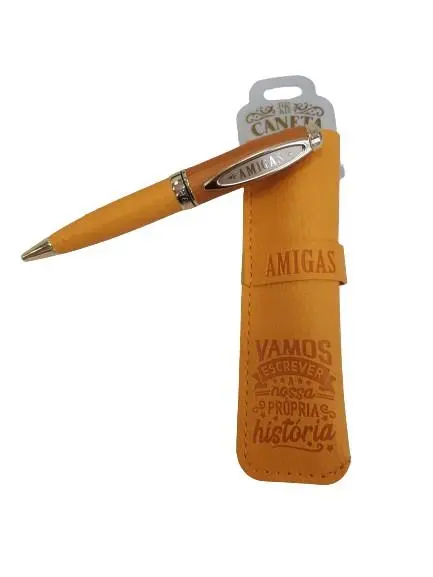 Caneta de Bambú com Bolsa Amigas - H&H