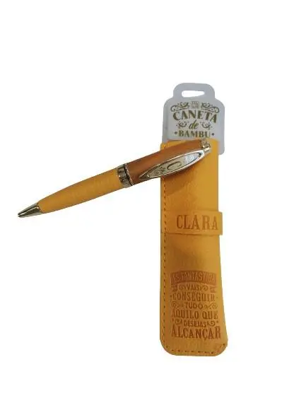 Caneta de Bambú com Bolsa Clara - H&H