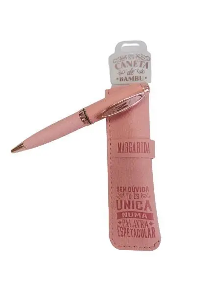 Caneta de Bambú com Bolsa Margarida - H&H