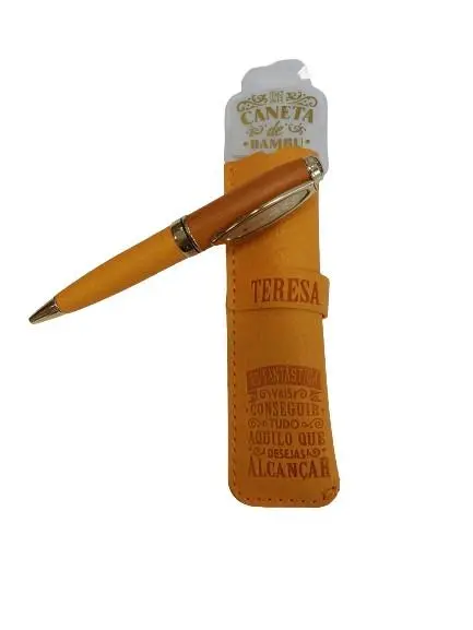 Caneta de Bambú com Bolsa Teresa - H&H