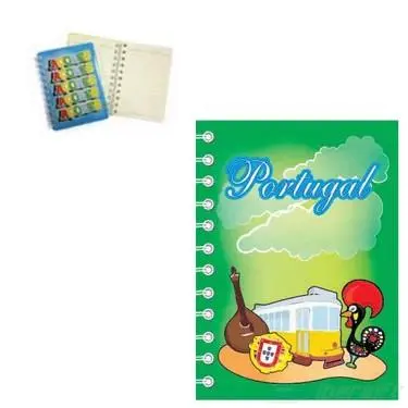 Bloco de Notas Verde A6 c/ Galo de Barcelos e Guitarra - Portugal