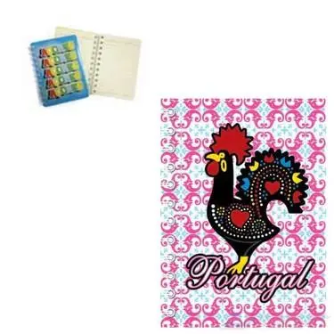 Bloco de Notas Rosa A6 c/ Galo de Barcelos - Portugal