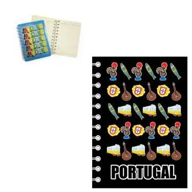 Bloco de Notas Preto A6 c/ Galo, Escudo, Guitarra - Portugal