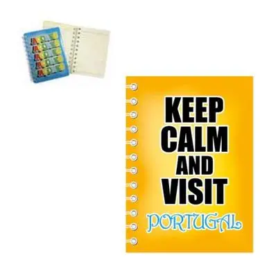Bloco de Notas Amarelo A6 c/ "Keep Calm" - Portugal