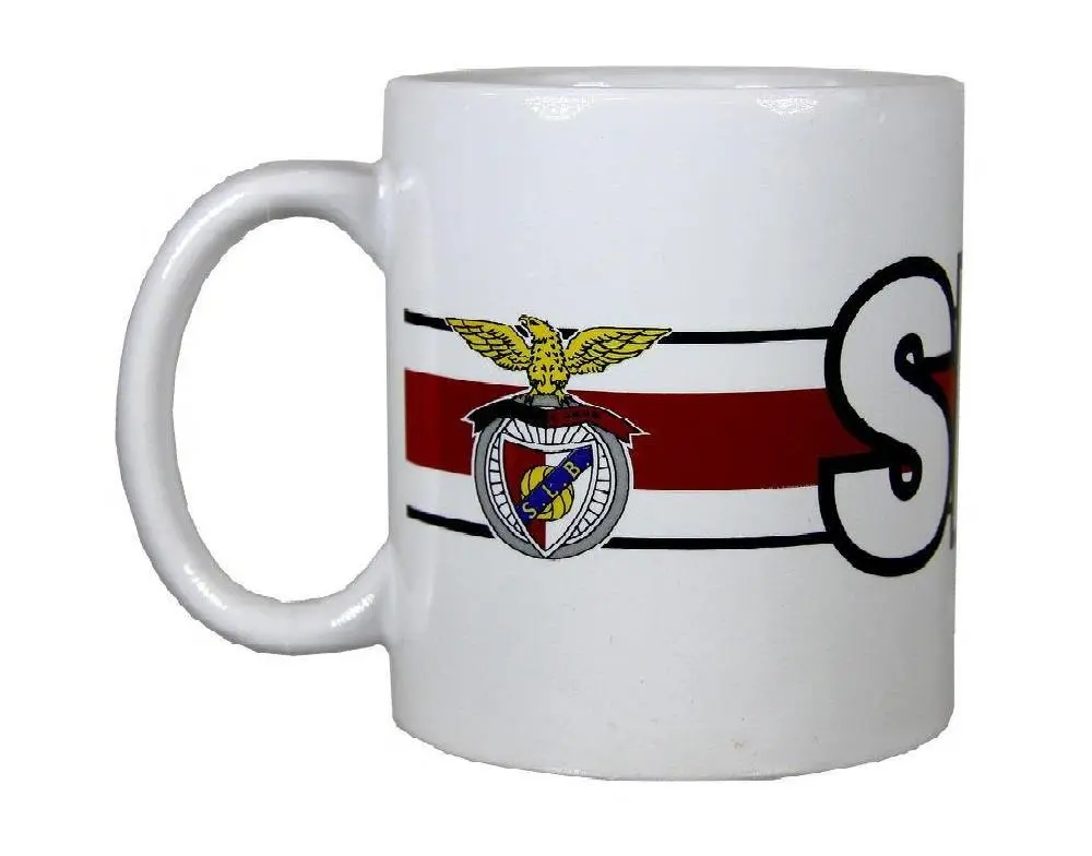 Caneca Sport Lisboa e Benfica Branca Riscas
