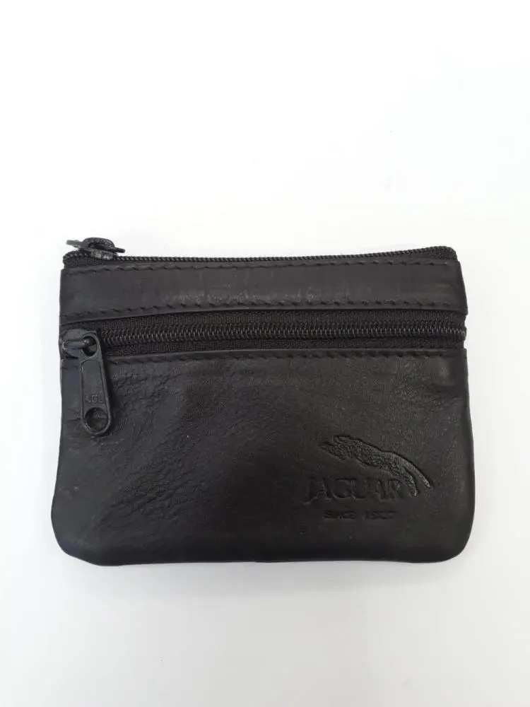 Porta Moedas Bolsa Pele Retangular 2 Fechos Castanho - Jaguar