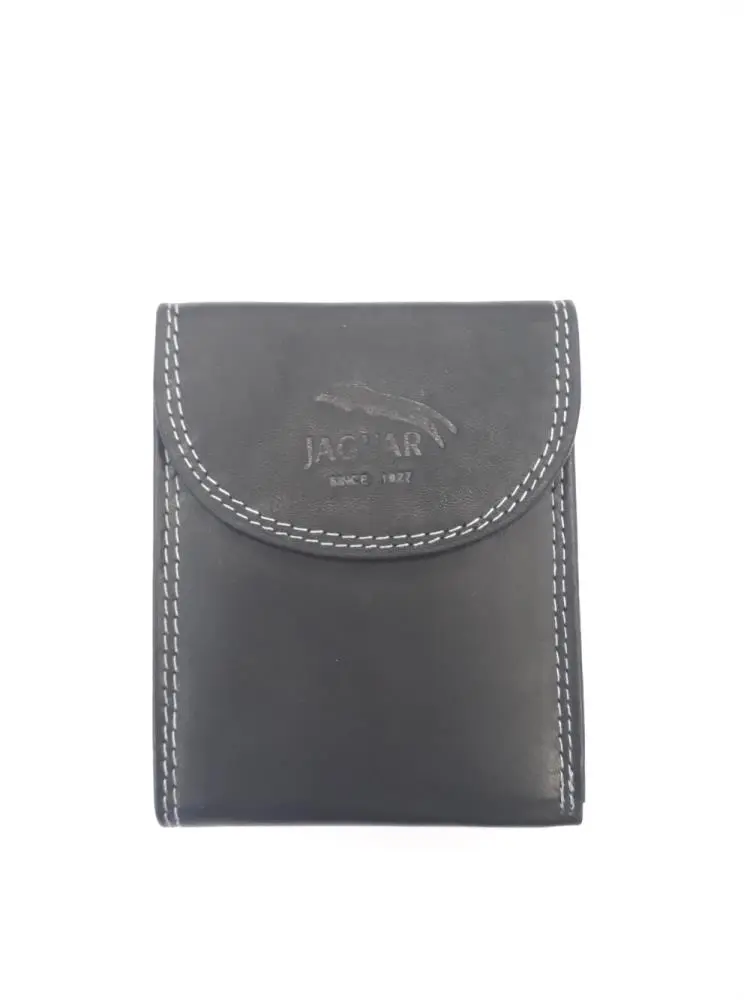 Carteira Peq. c/ porta-moedas Exterior e Pala Pele Vaca Mustang Americana Preta - Jaguar