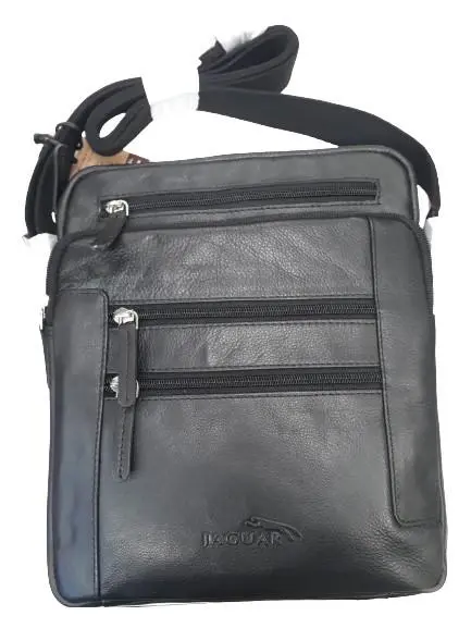 Bolsa Tiracolo Pele Búfalo Trenton Preto Grande 6 Fechos - Jaguar